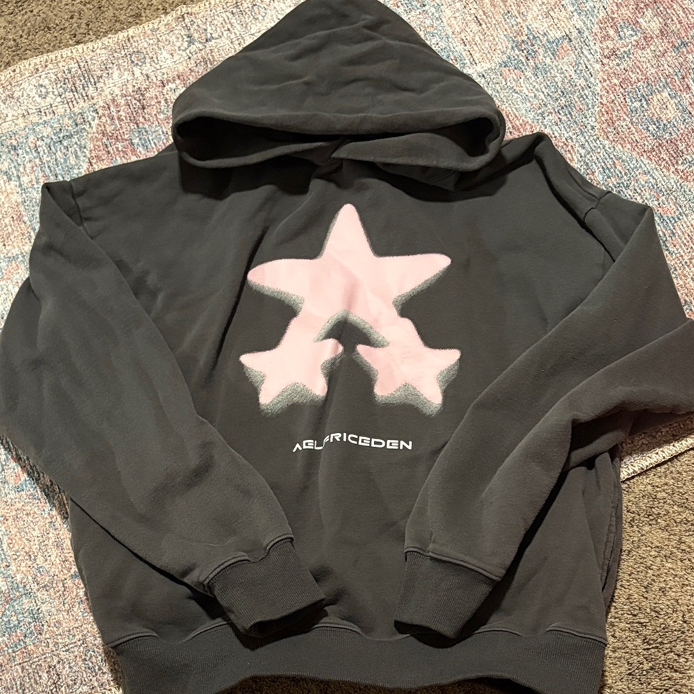 Aelfric Eden Black Hoodie with Pink Star Design
